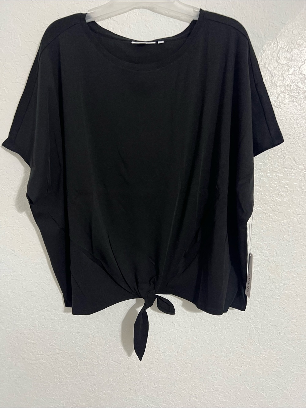 NWT Chico’s Women Black Tie Front Blouse Pullover Size 4 USA XXL # 787